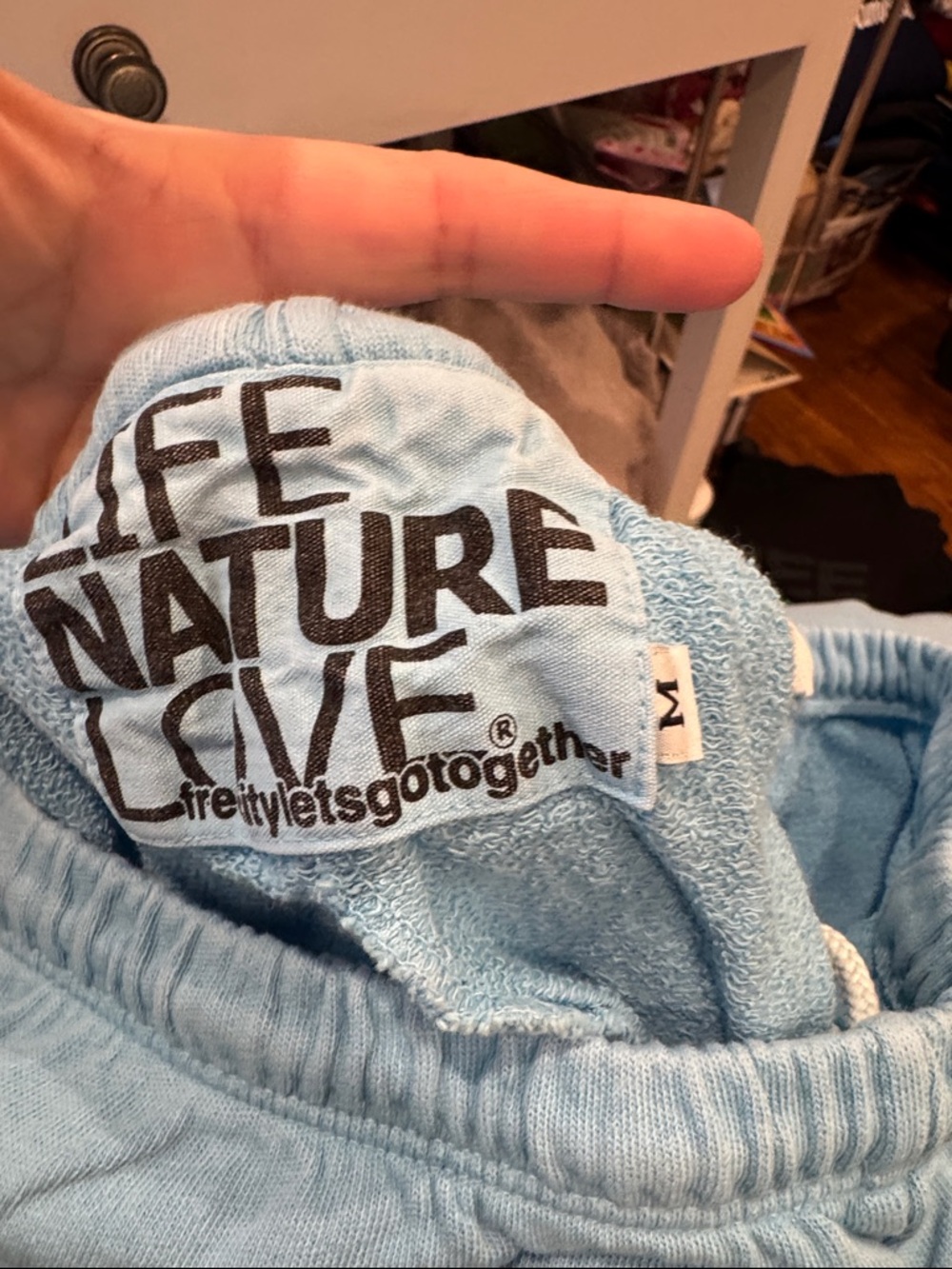 Freecity Pale Blue Sweatpants with Bright Yellow Logo - Picture 3 of 4